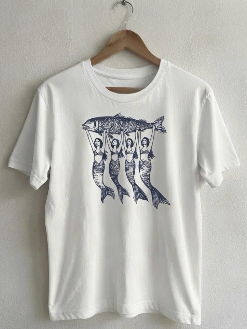 White Fish & Mermaids Graphic T-Shirt